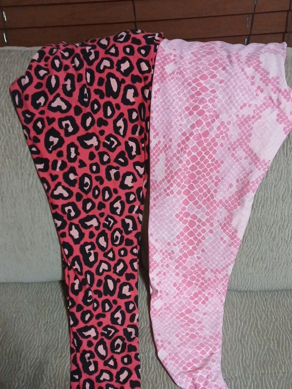 LuLaRoe Pink & Light Pink Animal Print Leggings Duo